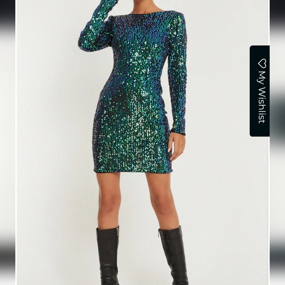 Motel Rocks Dresses & Skirts - Gabby Mini Dress in Sequin Green Iridescent
